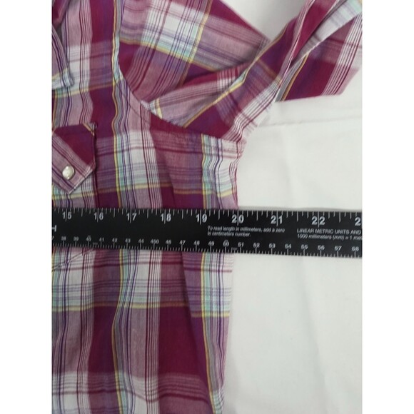 Wrangler Western Shirt Womens Pearl Snap Plaid Wrancher Size M Red - Picture 3 of 9